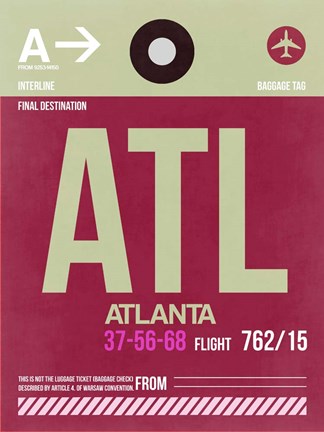 Framed ATL Atlanta Luggage Tag 2 Print