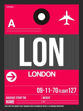 Framed LON London Luggage Tag 2 Print