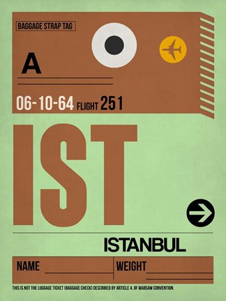 Framed IST Istanbul Luggage Tag 2 Print