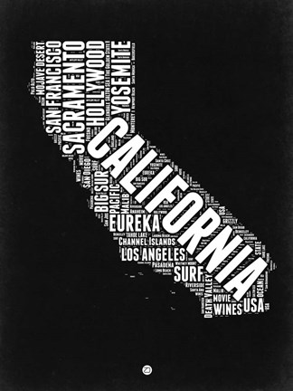 Framed California Black and White Map Print