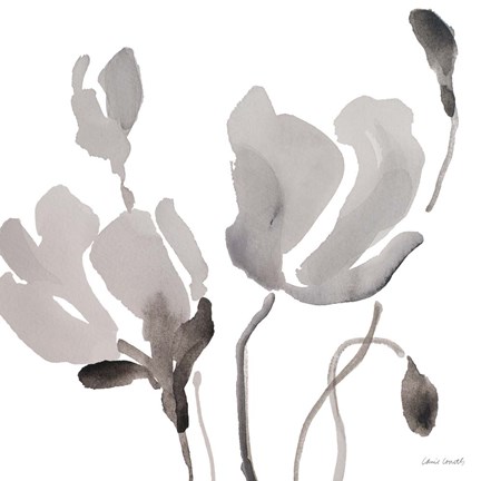 Framed Gray Tonal Magnolias III Print