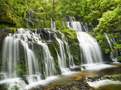 Framed Waterfall Purakaunui Falls, New Zealand Print