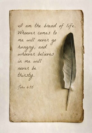 Framed John 6:35 I am the Bread of Life (Sepia) Print