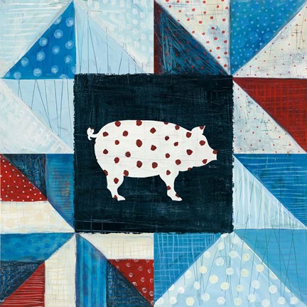 Framed Modern Americana Farm Quilt V Print