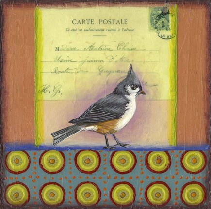 Framed Carte Postale Bird 2 Print