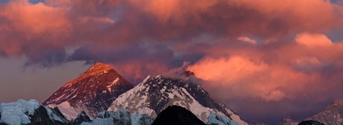 Framed Snowcapped Mountain Peaks, Mt Everest, Himalayas Print