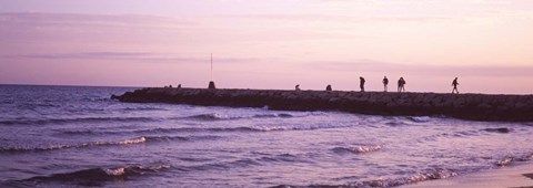 Framed Jetty in the Sea, Barcelona, Spain Print