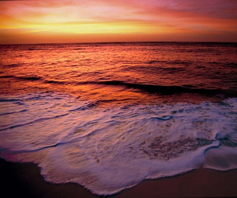 Framed Fiji Islands, Tavarua, Colorful sunset Print