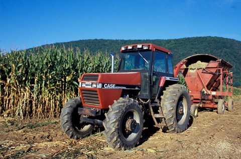 Framed Tractor and Corn Field in Litchfield Hills, Connecticut Print