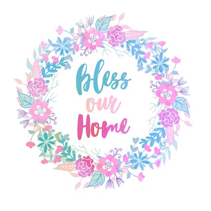 Framed Bless Our Home -Pastel Print