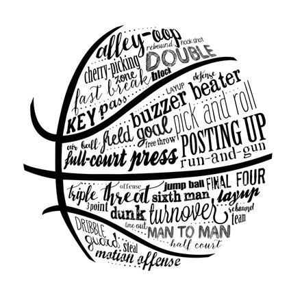 Basketball Terms BNW Art by Longfellow Designs at FramedArt.com