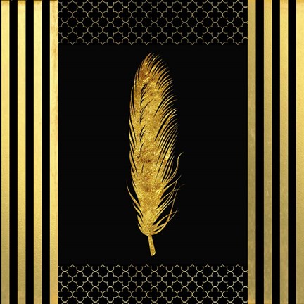 Framed Black &amp; Gold - Feathered Fashion Print