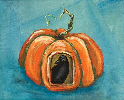 Framed Pumpkin &amp; Crow Print