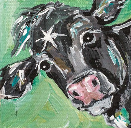 Framed Black Cow Print