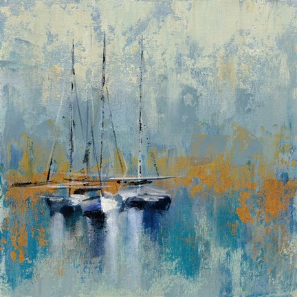 Framed Boats in the Harbor III Print