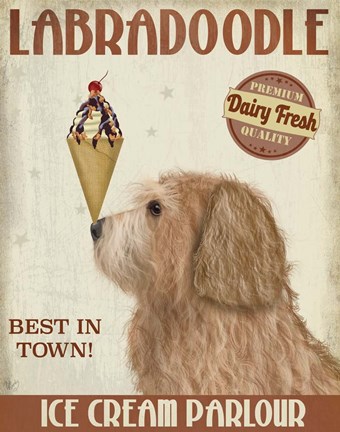 Framed Labradoodle, Golden, Ice Cream Print