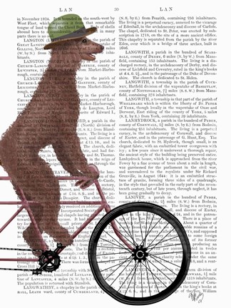 Framed Poodle on Bicycle, Brown Print