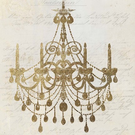 Framed Golden Chandelier II Print