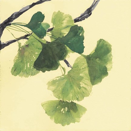 Framed Gingko Leaves I Dark Print