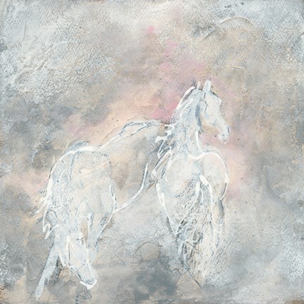 Framed Blush Horses II Print