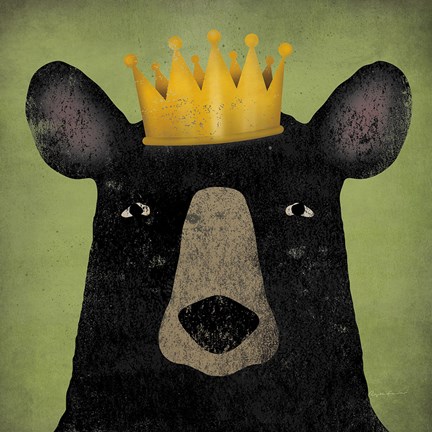 Framed Black Bear with Crown Print