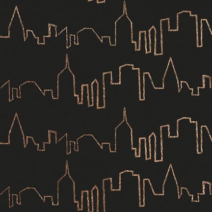 Framed NY Chic Skyline gold on black Print