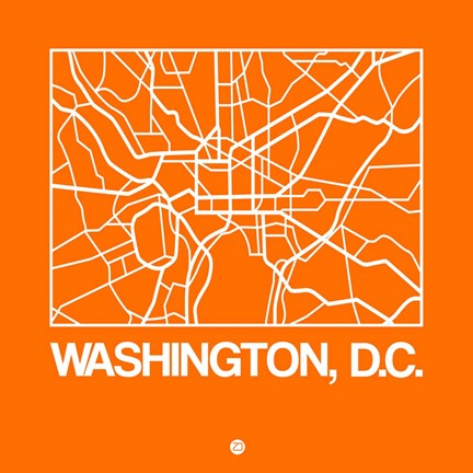 Framed Orange Map of Washington, D.C. Print