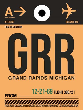 Framed GRR Grand Rapids Luggage Tag I Print