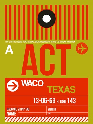 Framed ACT Waco Luggage Tag I Print