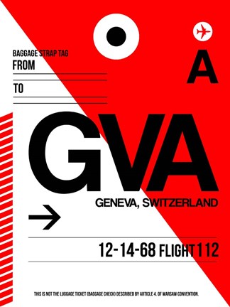 Framed GVA Geneva Luggage Tag I Print