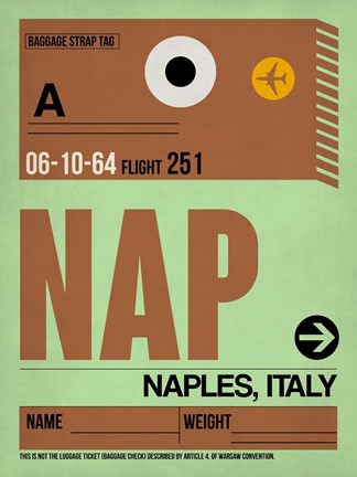 Framed APF Naples Luggage Tag I Print