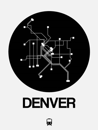 Framed Denver Black Subway Map Print