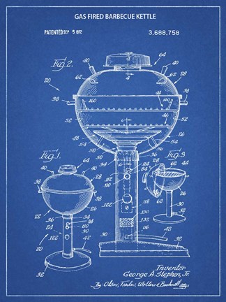 Blueprint Webber Gas Grill 1972 Patent Art by Cole Borders at FramedArt.com