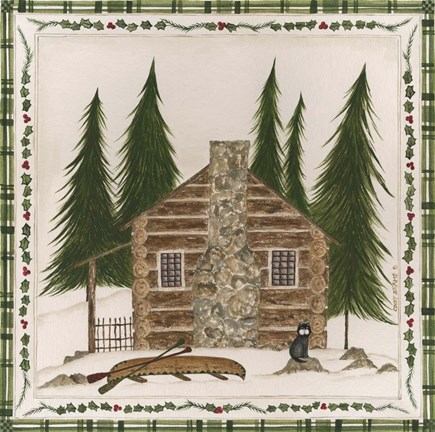 Framed Winter Cabin Print