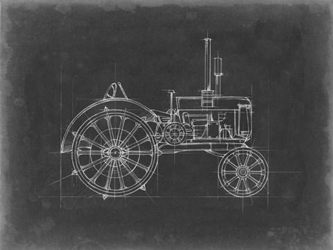 Framed Tractor Blueprint II Print