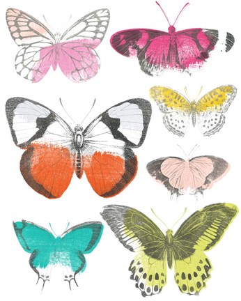 Framed Chromatic Butterflies I Print
