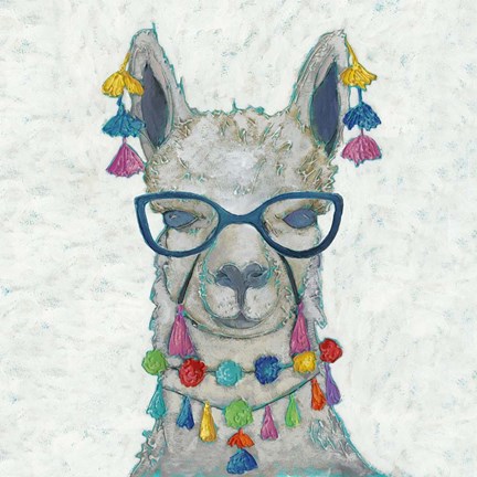 Framed Llama Love with Glasses II Print