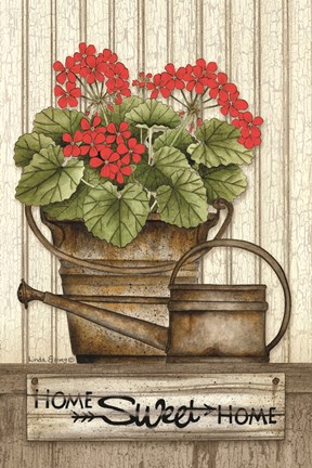 Framed Home Sweet Home Geraniums Print