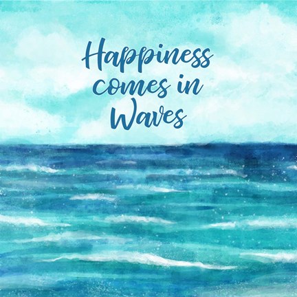 Framed Happiness Comes in Waves Print