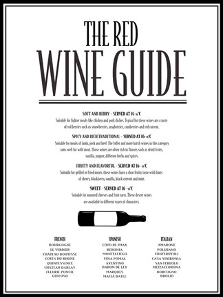 Framed Red Wine Guide Print