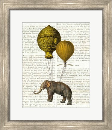 Framed Elephant Ride II v2 Newsprint Print