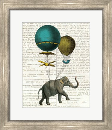 Framed Elephant Ride I v2 Newsprint Print