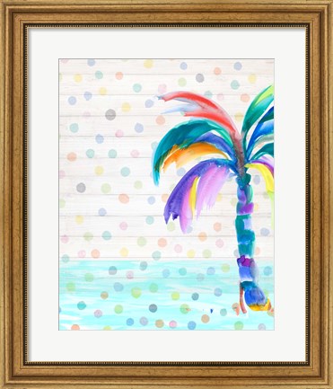 Framed Funky Palm on Dots I Print