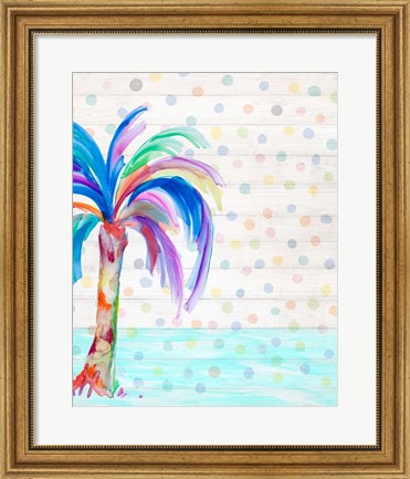 Framed Funky Palm on Dots II Print