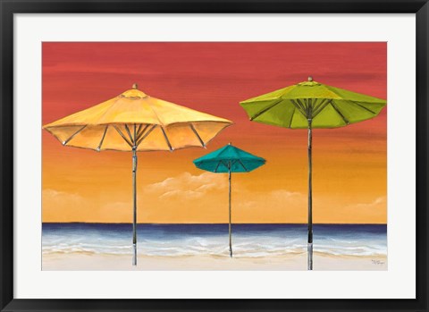 Framed Tropical Umbrellas I Print