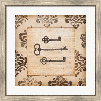 Framed Vintage Keys I Print