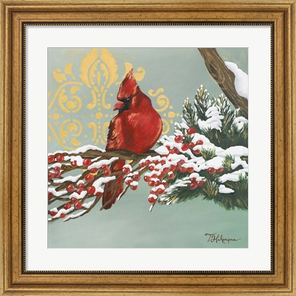 Framed Winter Red Bird I Print