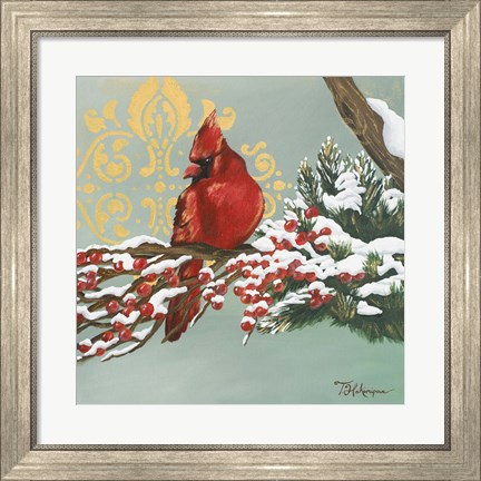 Framed Winter Red Bird I Print