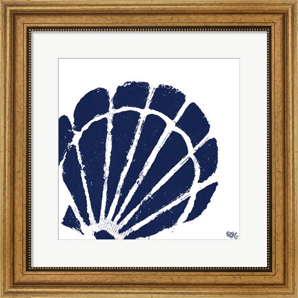 Framed Coastal Navy on White I Print