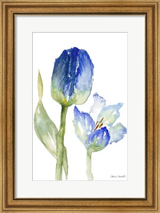 Framed Teal and Lavender Tulips I Print